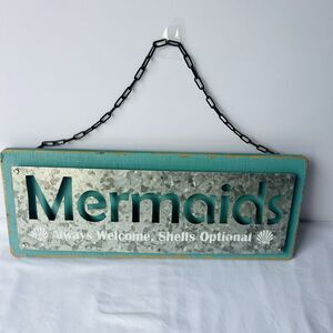 Mermaids Welcome. Shells Optional Wall Decor Hanging  Coastal Beach EUC